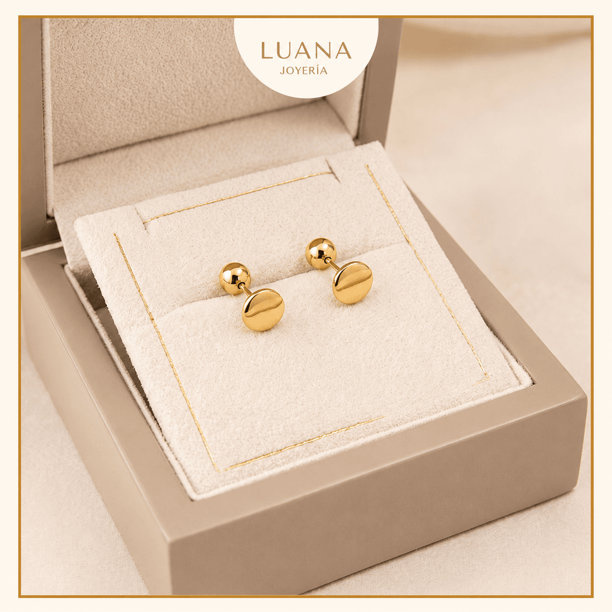 Aretes Abridores para Bebé Lenteja Oro 18K | Broche Rosca — foto 1